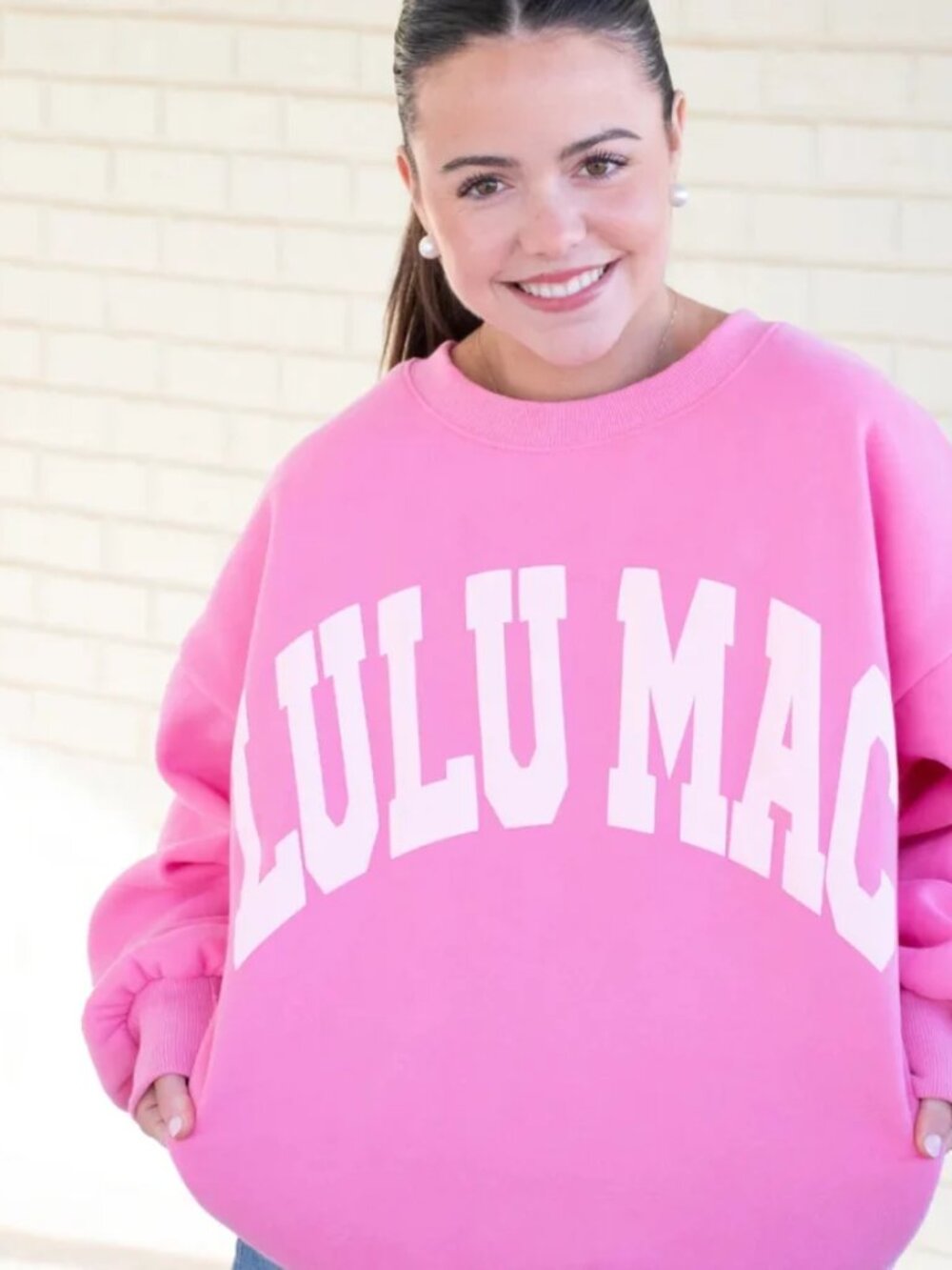 New With Tags. Pink on pink Lulu Mac puff crewneck sweatshirt. Womens size M